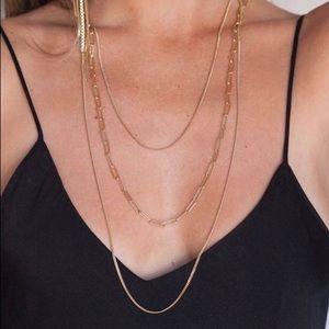 Layered necklace  3 gold chains faux gold necklace